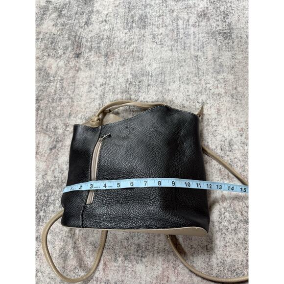 Borse In Pelle Made in Italy Leather Convertible Backpack Shoulder Bag Black main image 7